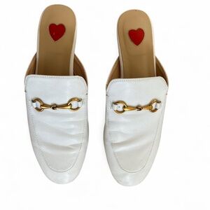 Arqa Leather White Horsebit Mules